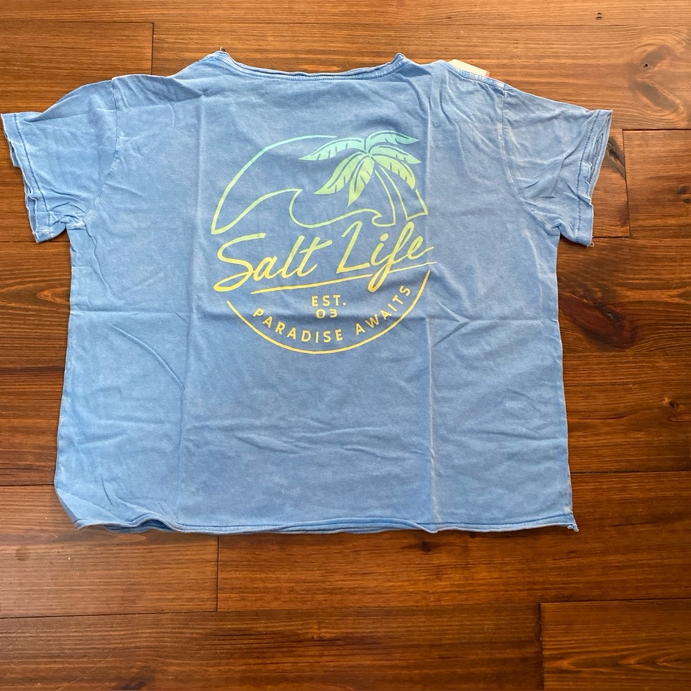 🕶️Salt Life Women's Paradise Awaits Short Sleeve Cropped T-Shirt NWT